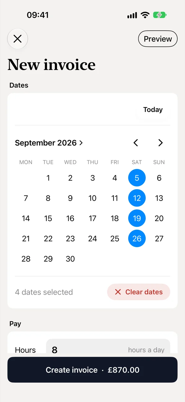 Picking the days worked